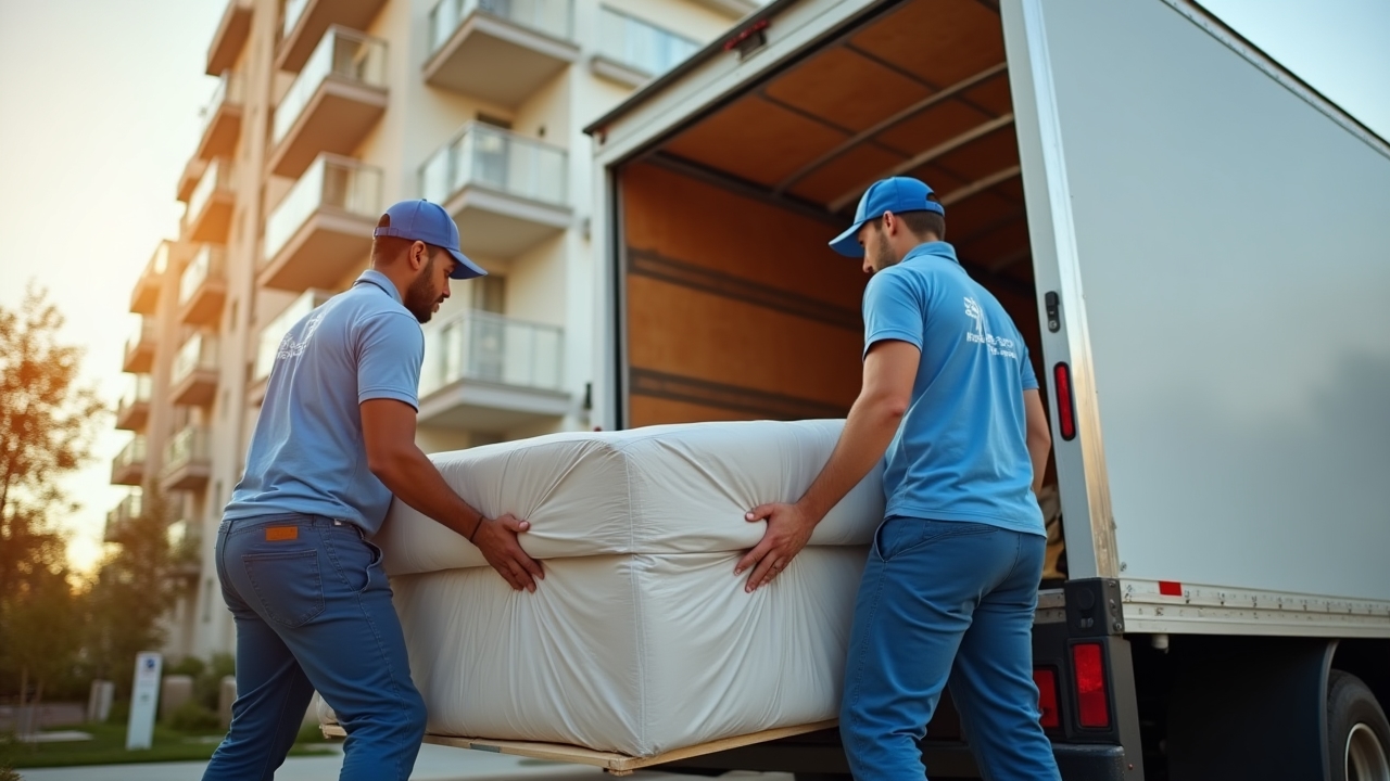 Команда грузчиков Nolrexa загружает вещи в грузовик